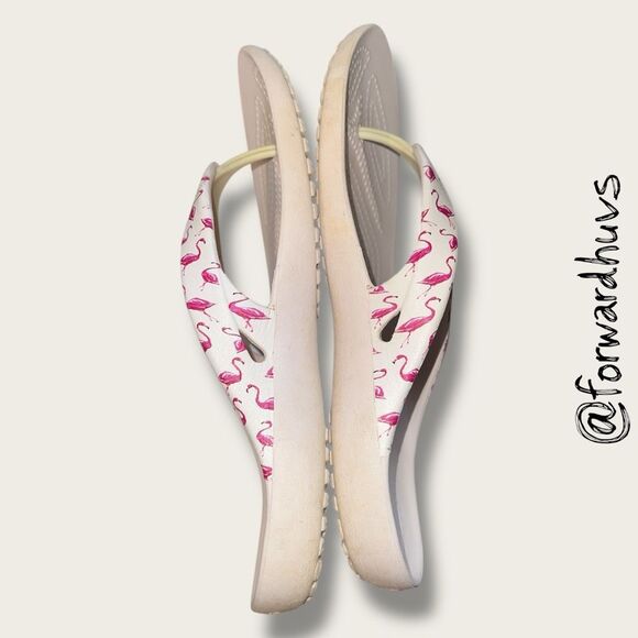 Crocs Kadee II Seasonal Graphic Flip – Flamingo/Barely Pink – Size 9 - Picture 4 of 8